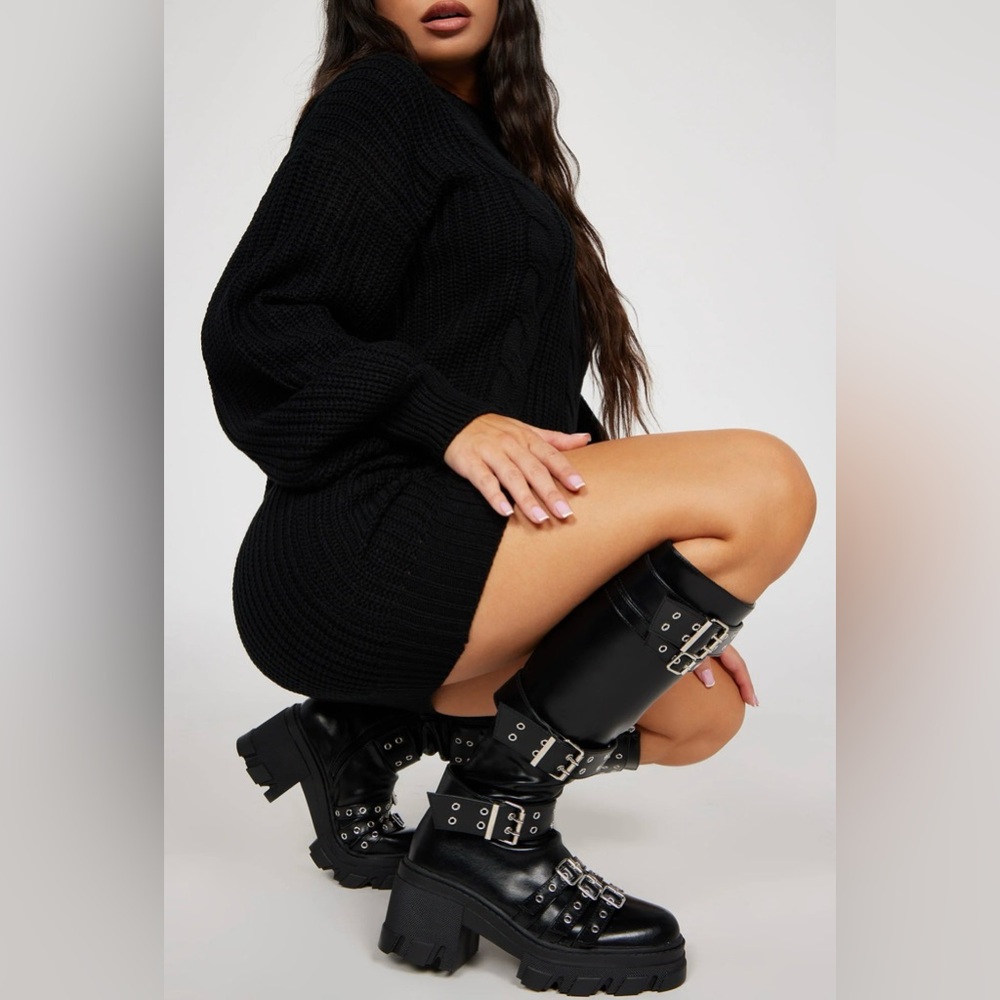 Black Combat Boots Size 6